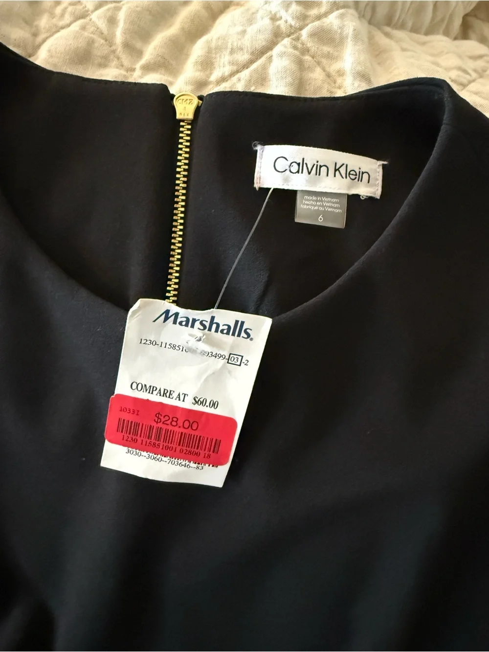 Calvin Klein Black Midi Sheath Dress with Ruffle Sleeves - Picture 6 of 7
